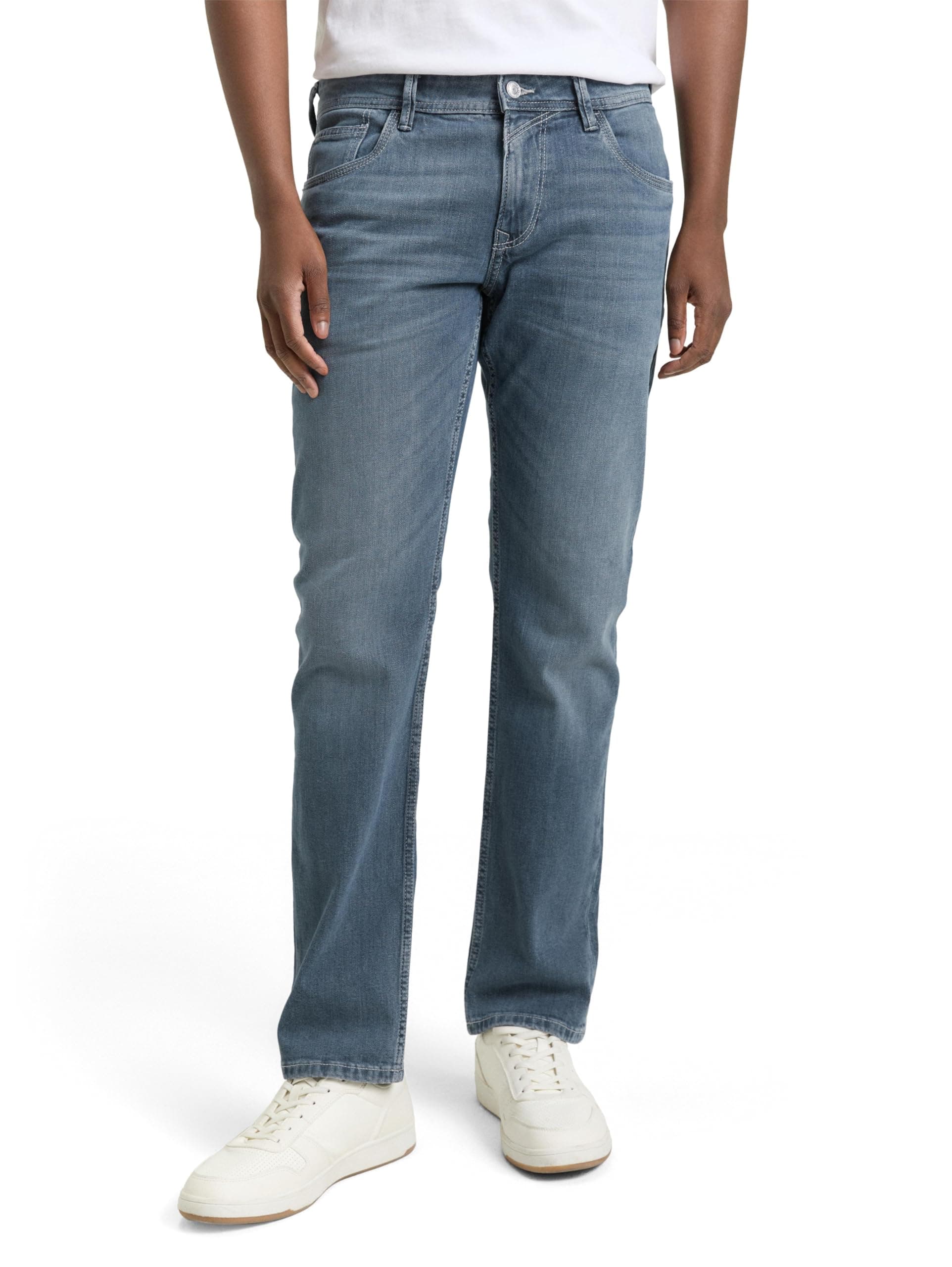 Tom Tailor Denim Herren TTAEDAN Straight Fit Jeans 34W / 36L 10162 - Mid Stone Blue Grey Denim Angebot bei HelloDeals