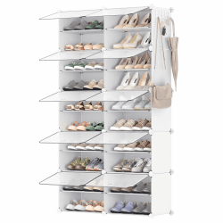 SONGMICS Schuhregal, Schuhschrank, für Garderobe und Eingangsbereich, anpassbar, 10 Fächer, für bis zu 40 Paar Schuhe, wolkenweiß-transparent LPC035W01 Wolkenweiß + Transparent 10 Fächern (83B x 156H cm) Angebot bei HelloDeals