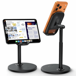 Lamicall Handy Ständer, Höhenverstellbare Handyhalterung Tisch - [Flexibel Verstellbar] Handy Halterung für Schreibtisch, Handyständer Handyhalter für iPhone 17 16 15, Samsung, 4-8 Zoll iPad, Tablet Schwarz Angebot bei HelloDeals
