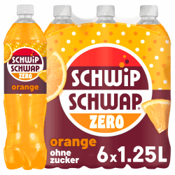 Schwip Schwap Zero Orange Geschmack, Erfrischungsgetränk mit Orangengeschmack in Flaschen, EINWEG (6 x 1.25 l) Angebot bei HelloDeals