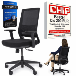 VALKENSTOL M2 Bürostuhl Ergonomisch Testsieger, Einstellbarer für maximale Bewegungsfreiheit, Rückenfreundliche Bürostühle, Lendenwirbelstütze Schreibtischstuhl für Büro und Home Office Chair M2 Armstütze (Schwarz) Angebot bei HelloDeals
