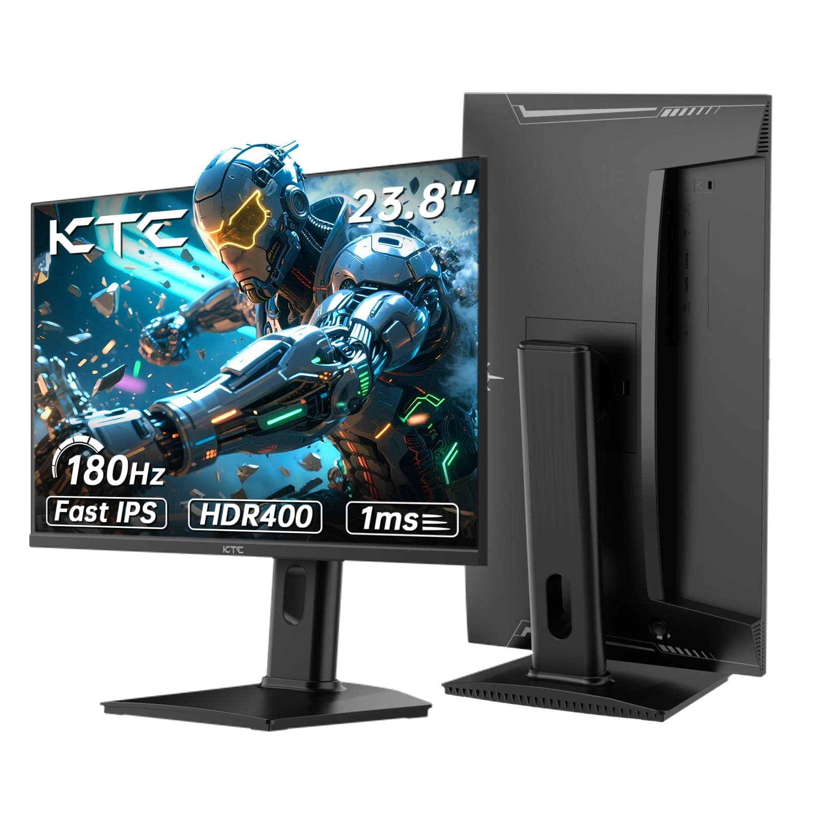 KTC Gaming Monitor, Bildschirm 24 Zoll QHD 2K@180Hz / 144Hz mit Fast IPS Panel,1ms, HDR 400, Adaptive Sync, 400 cd/m² Helligkeit, Verstellbarer Ständer für vertikale und VESA (100x100 mm) black 24 inch Angebot bei HelloDeals