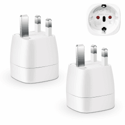 2 Pack Reiseadapter UK Adapter England Deutschland Stecker, Travel Adapter UK, Reisestecker Typ G Steckdose, Steckdosenadapter England für EU zu England/Schottland/Irland/Dubai/Maldives EU to UK,Weiß Angebot bei HelloDeals