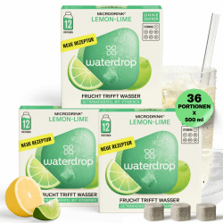 waterdrop® Lemon Lime - 36 zuckerfreie Drops mit prickelndem Limetten-Lemon Soda Geschmack - vitaminreicher Durstlöscher - spritzige Alternative zu Limonade, Sirup, Getränkepulver & Flavour Drops Angebot bei HelloDeals