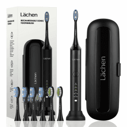 Lächen Elektrische Zahnbürste, Lächen Schallzahnbürste, 5 Reinigungsprogramme mit Reiseetui, 6 Zahnbürstenköpfe, wiederaufladbar, IPX7 wasserdicht, Schwarz B-schwarz Angebot bei HelloDeals