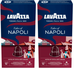 Lavazza Tales Of Napoli, Reichhaltiges Espresso-Erlebnis mit Noten von Karamell und Kakao, 10 Kapseln, Nespresso kompatibel (Packung mit 2) Napoli 10 Kapseln, 110 g (2er Pack) Angebot bei HelloDeals