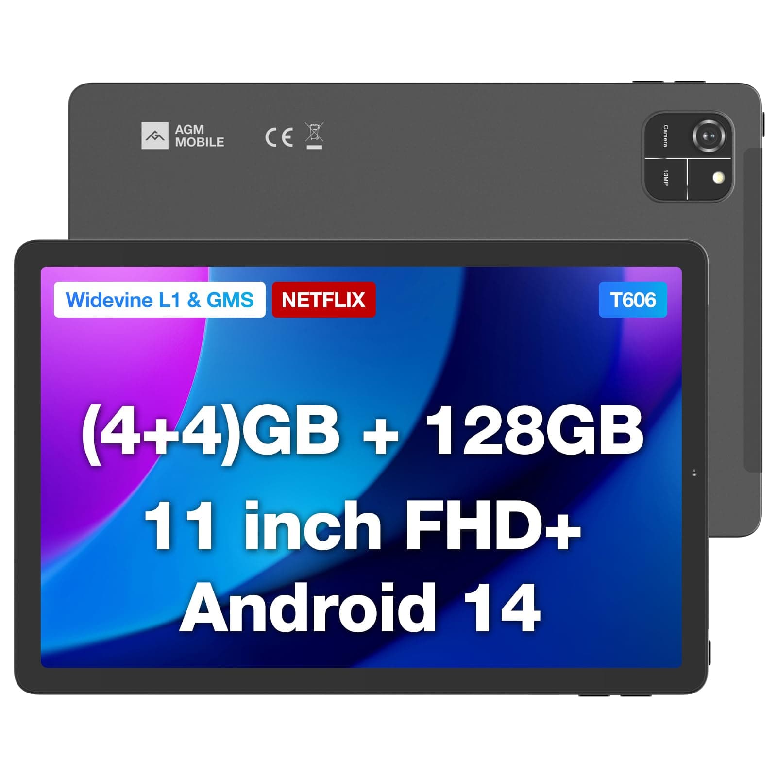 AGM PAD T1 Android 14 Tablet,8(4+4) GB RAM 128GB/1TB TF, 11'' FHD Display Widevine L1 Tablet Angebot bei HelloDeals