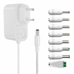 Tonton AC DC Adapter 12V 2A Netzteil Weiß, Extra 1,8 Meter Kabellänge, DC12V 500mA 1000mA 1500mA 2000mA Leistungstreiber 5,5mm mit 8 DC Steckeradaptern Wechselrichter Ladegerät Transformator Adapter 12V2A+Adapter Angebot bei HelloDeals
