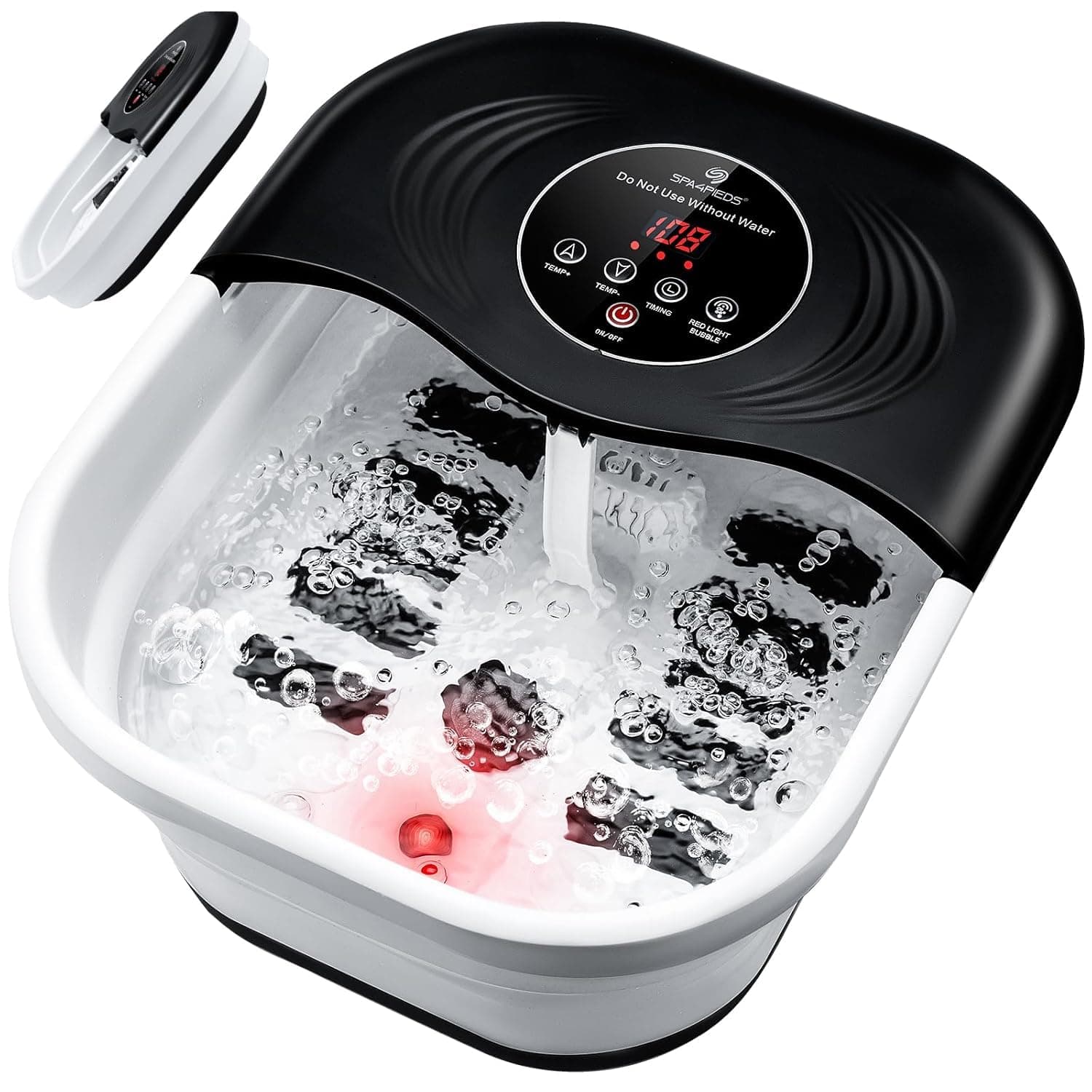 Fußbad Massagegerät mit Heizung, Fussmassagegerät Wasser mit Präziser LCD-Temperaturregelung, Timer, Blasen und Bimsstein, Fussbad mit Massagefunktion, Fußsprudelbad Wellness Geschenk (Schwarz) Angebot bei HelloDeals