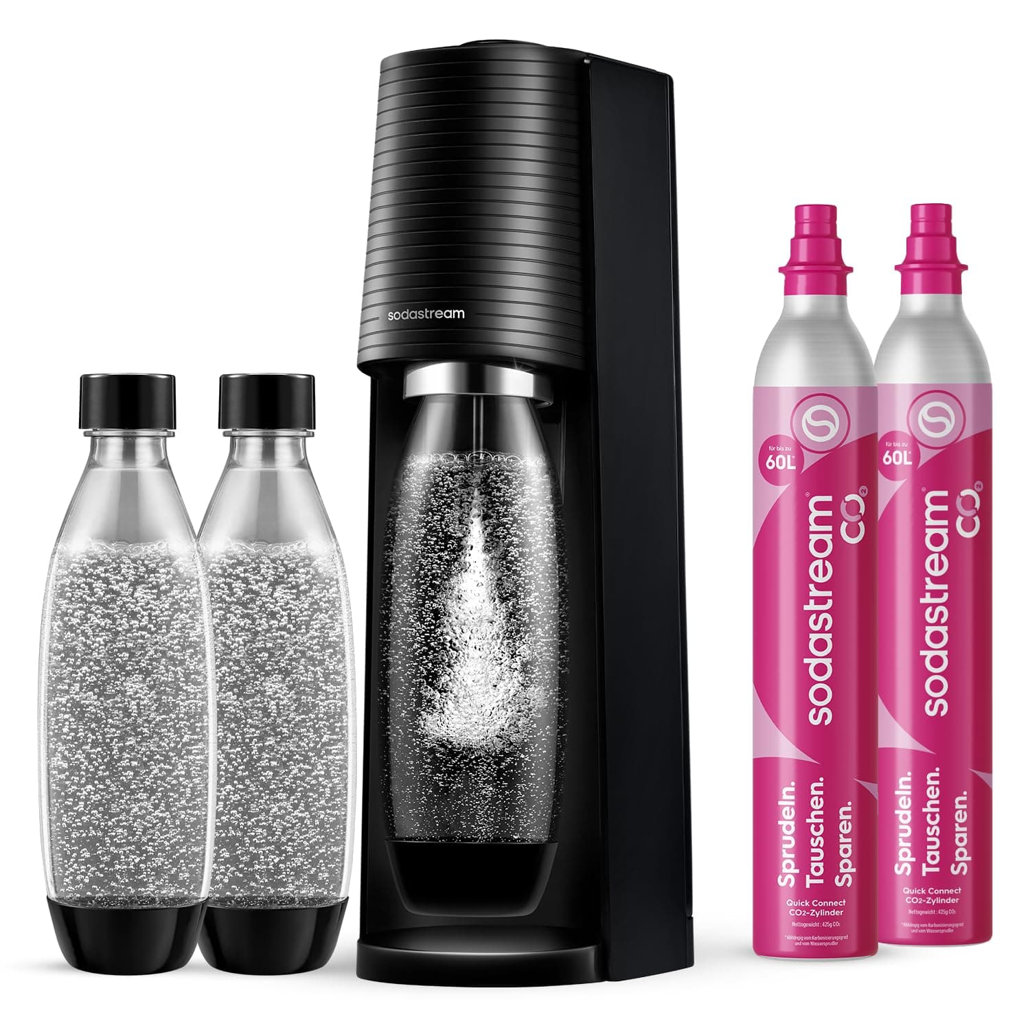 SodaStream Wassersprudler TERRA Promopack mit 2x Quick-Connect CO2-Zylinder| inkl. 3x 1L FUSE Kunststoffflasche (spülmaschinengeeignet) Angebot bei HelloDeals
