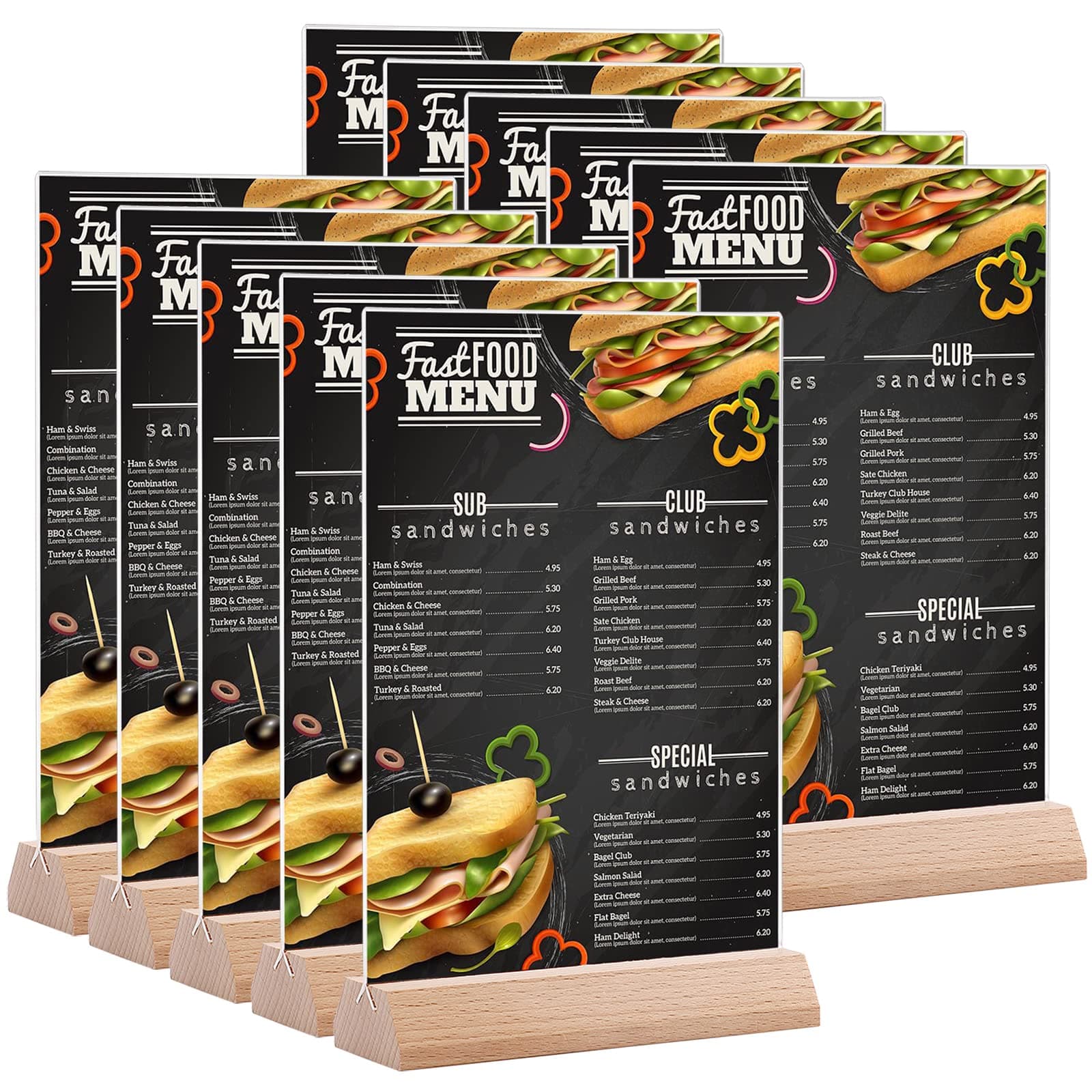 A5 Ständer Tischaufsteller Aufsteller (10 Stück) A5-Menühalter aus Holz, A5 T-Ständer Werbeaufsteller Menükartenhalter aus Glasklar Acryl für Restaurants Speisekarten Dokumente Büro A5 (10er-Pack) Angebot bei HelloDeals