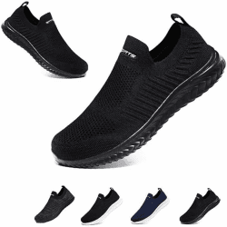 Hanani Slip On Sneakers Herren Damen Nurse Schuhe Walkingschuhe Outdoor Turnschuhe Sportschuhe Gym Bequem Leichte Schuhe Atmungsaktiv Freizeitschuhe Memory Foam Fitness Sporthalle 38 EU Alles Schwarz Angebot bei HelloDeals