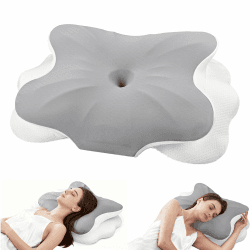 Uvellgift Ergonomisches orthopädisches Kissen, zervikales Memory-Foam-Kissen gegen Nacken- und Schulterschmerzen, Nackenkissen mit abnehmbarem Bezug, für Freunde und Eltern (grau) Memory Foam Pillow-Grey Angebot bei HelloDeals