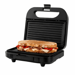 BLACK+DECKER BXSA752 - Sandwichmaker 750W | Grillplatten 21,5x12,5 cm | Antihaftbeschichtet | Schnelles Aufheizen | Kompakt & Platzsparend Angebot bei HelloDeals