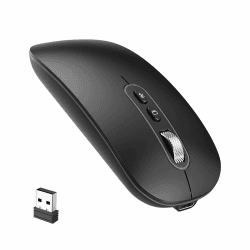cimetech Bluetooth Maus Kabellos (Dual Mode: BT5.1+ 2.4G) Wiederaufladbare Mouse Stille Slim Funkmaus für MacBook Pro/Air/Mac/iPad/Laptop/Desktop/Mac/PC/Computer Schwarz Angebot bei HelloDeals