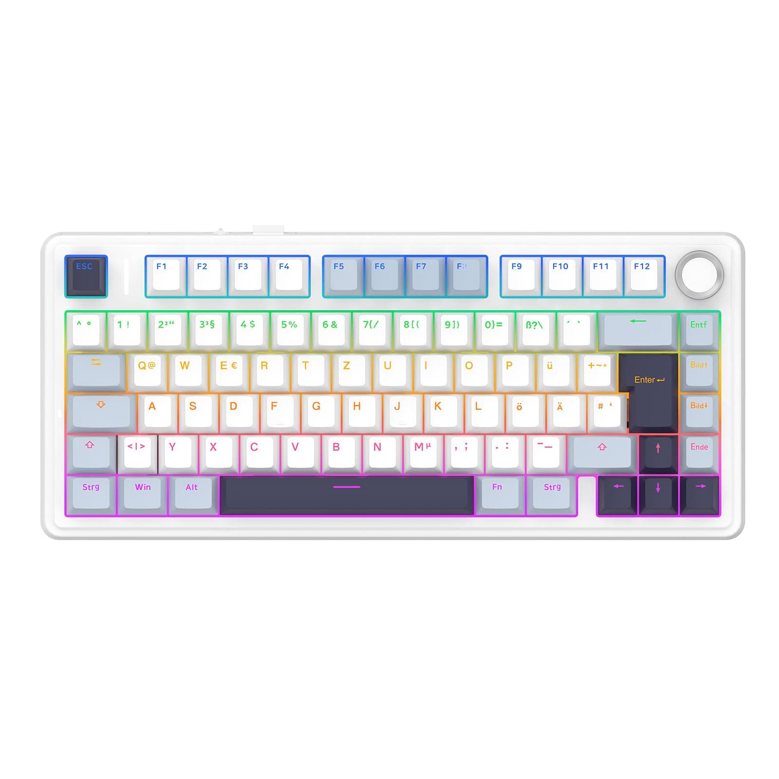 EPOMAKER x Aula F75-ISO Mechanische Tastatur Kabellos, Hot Swap Gaming-Tastatur 75% Prozent, Deutsches Layout QWERTZ, BT/Wireless/USB-C, Knopf& RGB (Light Blue, LEOBOG Reaper Schalter) Light Blue LEOBOG Reaper Schalter Angebot bei HelloDeals