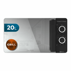 Cecotec Pro Clean 3140 Mirror Mikrowelle 700 W Quarz Grill 800 W 20 L Hochpollierte Silver Frontspiegeltür Licht 3 D Wave Ready 2 Clean 30 Min Grarzeit Timer 6 Stufen 2 Drehregler In Silber Schwarz Shwarz| Tür Spiegel 20 L 20L | Grill | Spiegel Angebot bei HelloDeals