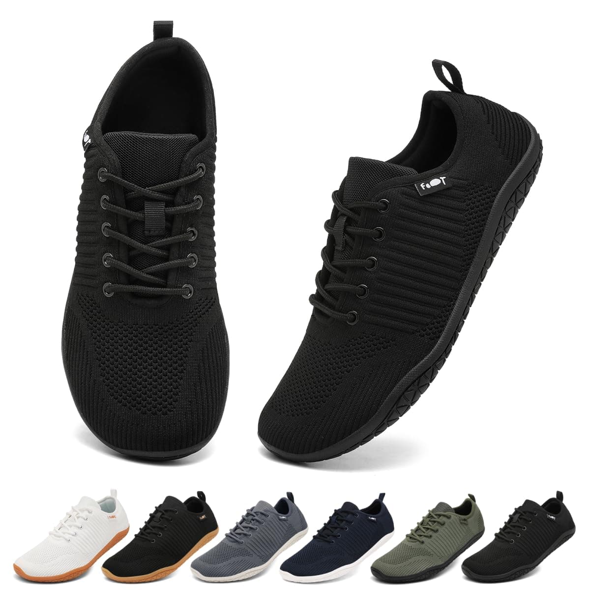 Geweo Barfuss Schuhe Damen Herren Barfußschuhe Laufschuhe Barfuß Sneaker Breite Zehenbox Zero-Drop Sohle Leicht Atmungsaktiv rutschfest Gr.37-47 43 EU Schwarz Angebot bei HelloDeals
