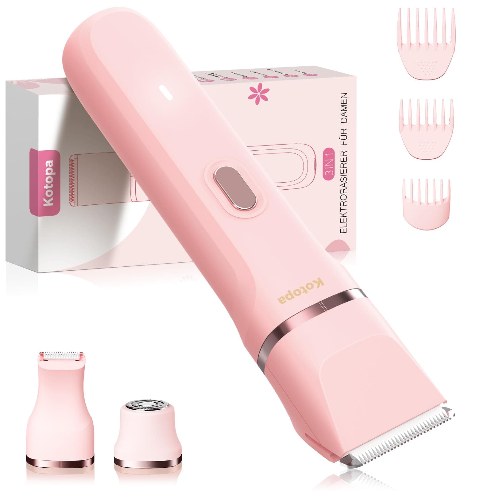 Intimrasierer für Frauen, Elektrischer Rasierer Damen mit 3 Aufsätzen, kabelloser und wiederaufladbarer Trimmer Damen für Intimbereich, Gesicht und Beine, Hautschonend & sanft(Rosa) Rosa L6 Angebot bei HelloDeals