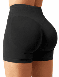 YEOREO SoftHue Damen Sport Shorts Invisible Scrunch Butt Lifting Gym Workout Shorts 4.5" Seamless Kurze Leggings Damen Push Up Booty Biker Shorts Schwarz M Angebot bei HelloDeals
