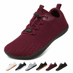Geweo Barfußschuhe Herren Damen Sommer Atmungsaktiv Leicht Barfuss Schuhe Sneaker mit Breite Zehenbox Sportschuhe Bequeme Traillaufschuhe Zero-Drop Sohle Turnschuhe Freizeitschuhe Unisex 37-47EU 42 EU Sports Weinrot Angebot bei HelloDeals
