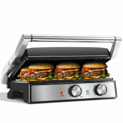 Aigostar Kontaktgrill, Keramikbeschichteter, 30 Minuten Timer. Panini Grill und Sandwichmaker für Sandwiche, Steak, Toaster. 2000 Watt, Einstellbarer Thermostat, 180º Öffnung, Roast Angebot bei HelloDeals