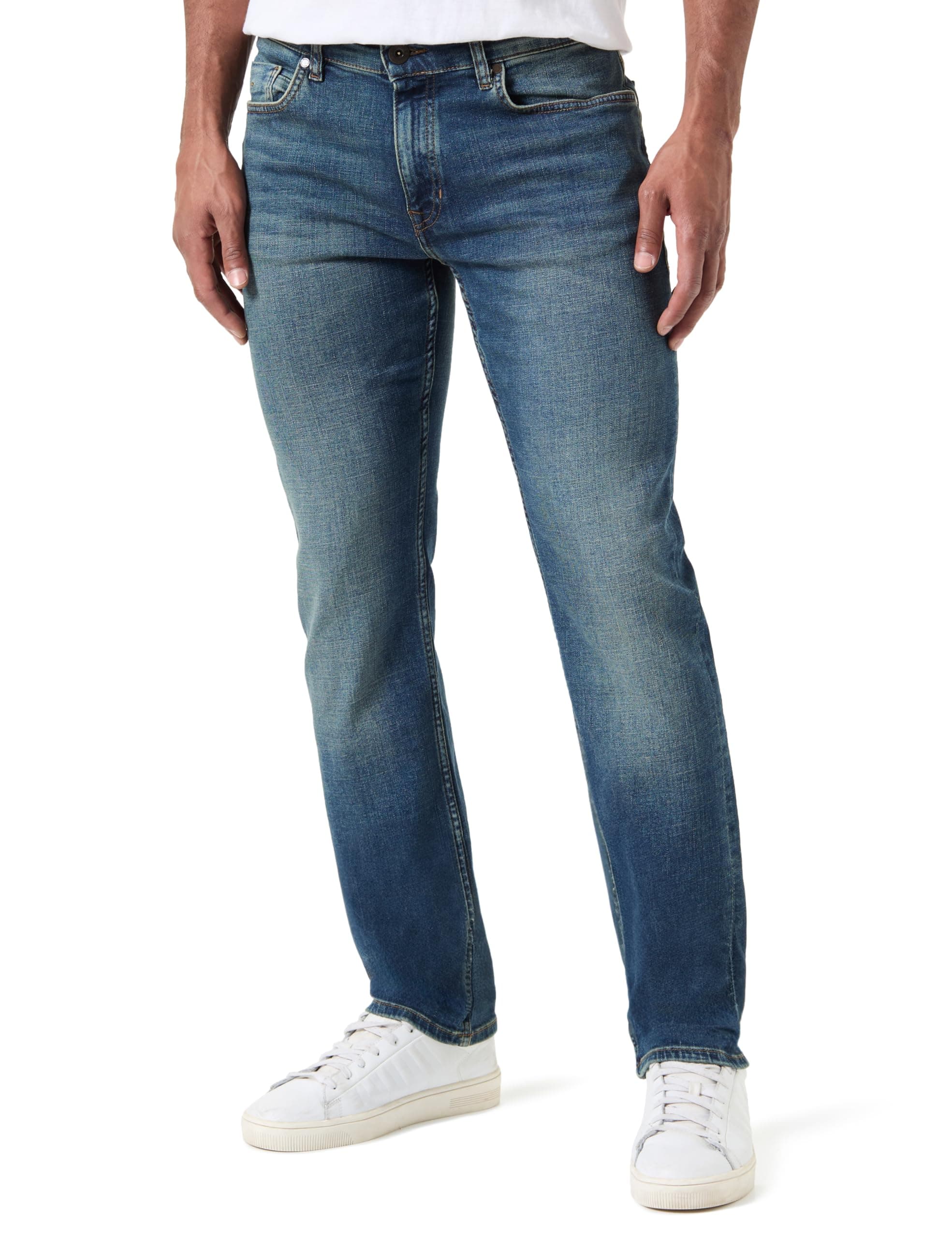 Marc OߴPolo Herren Jeanshose mit Stretch-Anteil Regular Fit, Blau (Indigo Vintage Wash), W38/L34 Angebot bei HelloDeals