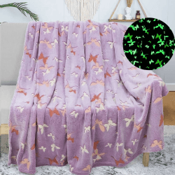Kuscheldecke Kinder, Decke Leuchtet im Dunkeln, Kinderdecke Schmetterling Pattern Geschenk für Mädchen, Flauschige Sofa Decke Schmetterling 150x200cm Angebot bei HelloDeals