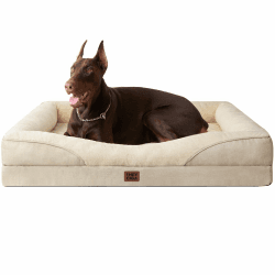 EHEYCIGA Orthopädisches Hundebett Grosse Hunde, 122x89x18.5cm, Memory Foam Waschbar und Wasserdicht Hundekorb mit 4 Rändern, Hundesofa Hundecouch rutschfest, Beige 122 x 89 x 18.5 cm (L x W x H) Beige Angebot bei HelloDeals