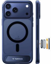 TORRAS Ostand L1 für iPhone 17 Pro Hülle für MagSafe mit kapazitiven Tasten für mit unsichtbarem Ständer Militärschutz Magnetkraft Zertifiziert Handyhülle für iPhone 17 Pro Case Stoßfest Matt blau Blau iPhone 17 Pro Angebot bei HelloDeals