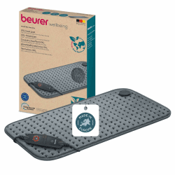 Beurer HK 123 Heizkissen, Made in Europe, Ober- und Unterseite aus 100% recyceltem Material, kuschelig weich, 60 x 30 cm, 6 Temperaturstufen und Abschaltautomatik, maschinenwaschbar, grau Dunkelgrau, Recycelte Materialien Angebot bei HelloDeals