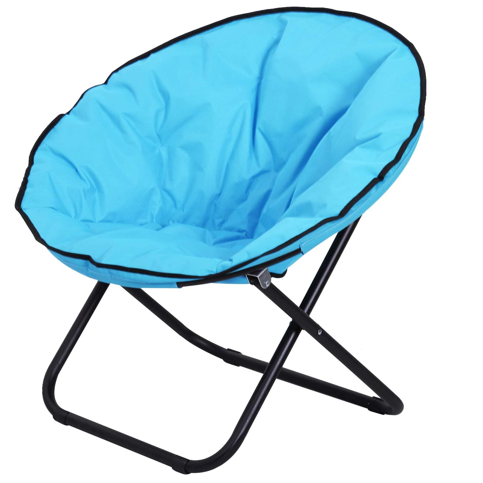 Outsunny Campingstuhl Faltbar Campingsessel mit Lehne, Klappstuhl bis 120kg, gepolstert Moonchair Extra Breit, Faltsessel Outdoor Stuhl für Garten, Balkon, Camping, Blau Gelb L80 x B80 x H75 cm Angebot bei HelloDeals