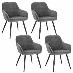 WOLTU Esszimmerstühle 4er Set Esszimmerstuhl Küchenstuhl Polsterstuhl Design Stuhl mit Armlehnen, mit Sitzfläche aus Samt, Gestell aus Metall, modern, Dunkelgrau Dunkelgrau 4er Set Angebot bei HelloDeals