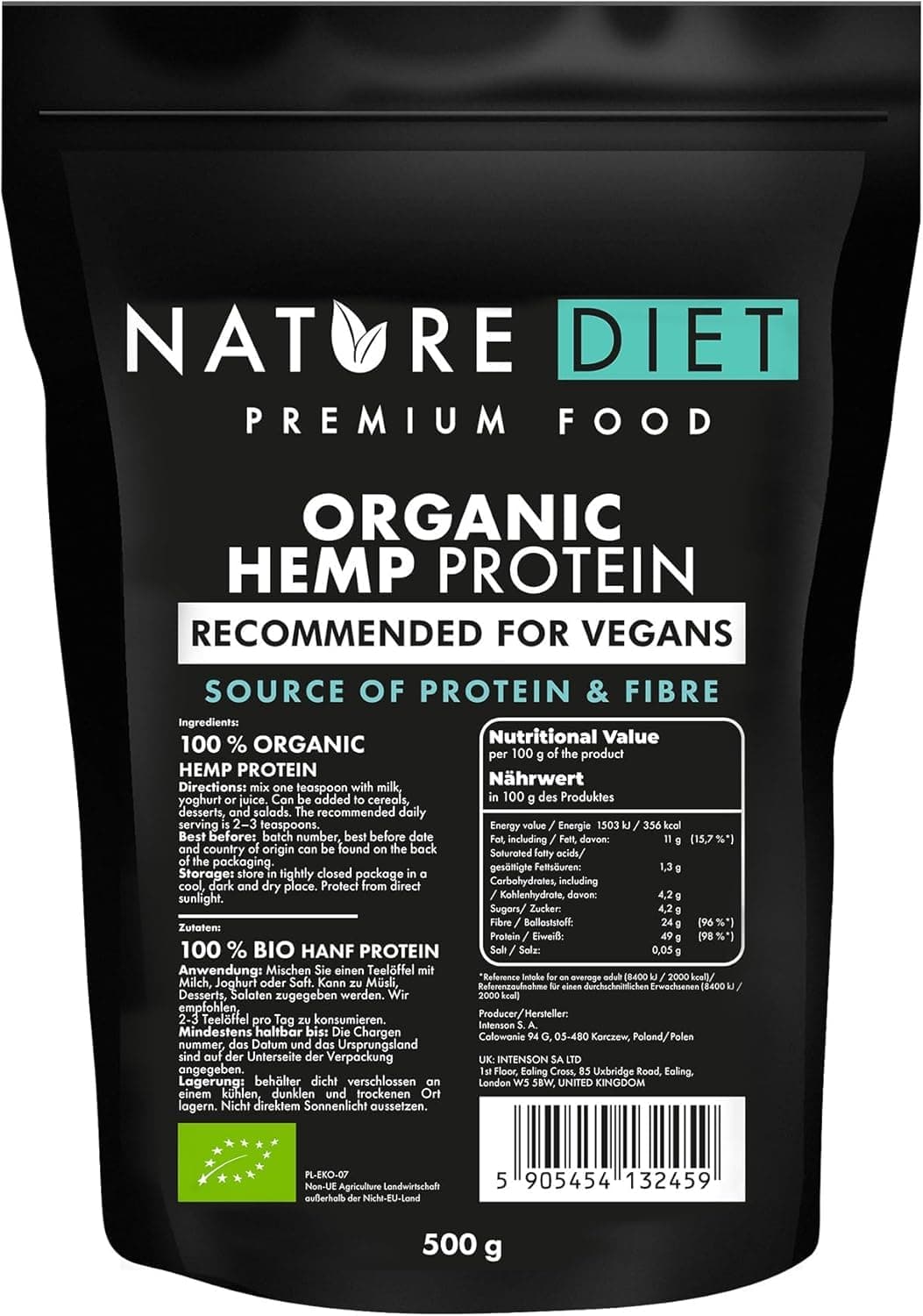 Nature Diet Bio-Hanfprotein | 500 g | EU-Bio-Zertifiziert | Pflanzliches Proteinpulver | Reich an Ballaststoffen | Vegan, Glutenfrei & Laktosefrei | Ideal für Smoothies, Shakes & Backen 500g Angebot bei HelloDeals