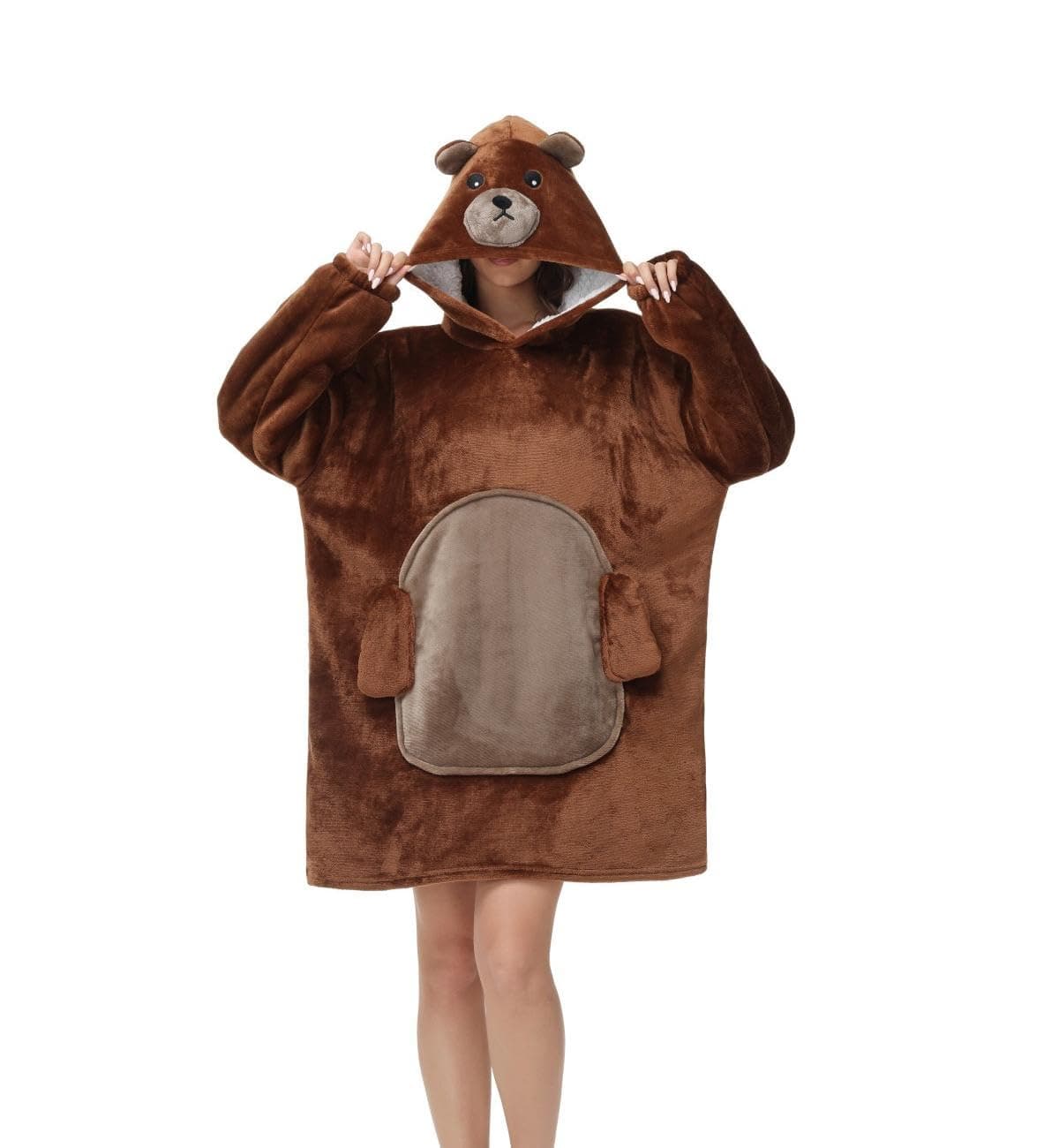 Kuscheldecke zum Anziehen mit Ärmeln und Kapuze Winter Comfy und Warm Sofadecke Unisex Übergroßes Tiere Decken Pulli Damen Lustige Riesen Hoodie Decke Braunbär S Angebot bei HelloDeals