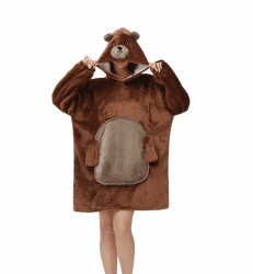 Kuscheldecke zum Anziehen mit Ärmeln und Kapuze Winter Comfy und Warm Sofadecke Unisex Übergroßes Tiere Decken Pulli Damen Lustige Riesen Hoodie Decke Braunbär S Angebot bei HelloDeals