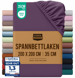 Utopia Bedding - Spannbettlaken 200x200cm - Lila - Gebürstete Polyester-Mikrofaser Spannbetttuch - 35 cm Tiefe Tasche Lila 200X200 cm Angebot bei HelloDeals