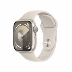 Apple Watch Series 9 [GPS, 41mm] - Starlight Aluminiumgehäuse mit Starlight Sportband, M/L (Generalüberholt) Polarstern 41mm-GPS Angebot bei HelloDeals