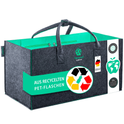 freegreen® GERMANY Einkaufstasche aus recycelten PET-Flaschen, 100% nachhaltig & umweltbewusst, Unzählige Anwendung als Einkaufskorb, Filztasche, Kaminholzkorb, Filzkorb, Nachhaltige Produkte Dunkelgrau/Grün 50x25x25cm Angebot bei HelloDeals