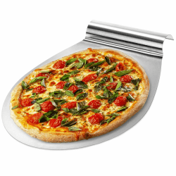 com-four® Pizzaschieber aus rostfreiem Edelstahl - Tortenhebe-Blech mit Griffmulde - Kuchen- und Pizzaheber - Pizzaschaufel bis zu Ø 26 cm (silberfarben - rund) Angebot bei HelloDeals