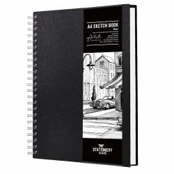STATIONERY ISLAND A4 Skizzenbuch, 200 g/m² Dickes Papier, Spiralgebundener Zeichenbuch Hardcover, Skizzenblock zum Skizzieren, Illustration, Porträt, 50 Blatt/100 Seiten A4 A4 Angebot bei HelloDeals