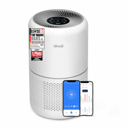 LEVOIT Luftreiniger mit HEPA Luftfilter gegen 99,97 Prozent Schimmel Staub Pollen Tierhaare, Luftqualitäts-Feedback und Auto-Modus, CADR 240m³/h für Raucherzimmer, bis zu 50m², Weiß bis zu 50㎡ Weiß Angebot bei HelloDeals