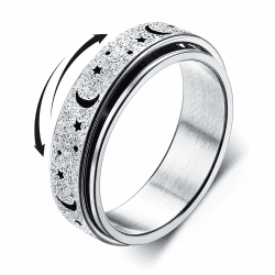 Diamday Anti-Angst Spinner Ringe Fidget Band für Damen Herren - Edelstahl Roller Ringe mit Stresslinderung und Mondstern Sand Blast Finish Silber 9-60 (59.5mm） Angebot bei HelloDeals