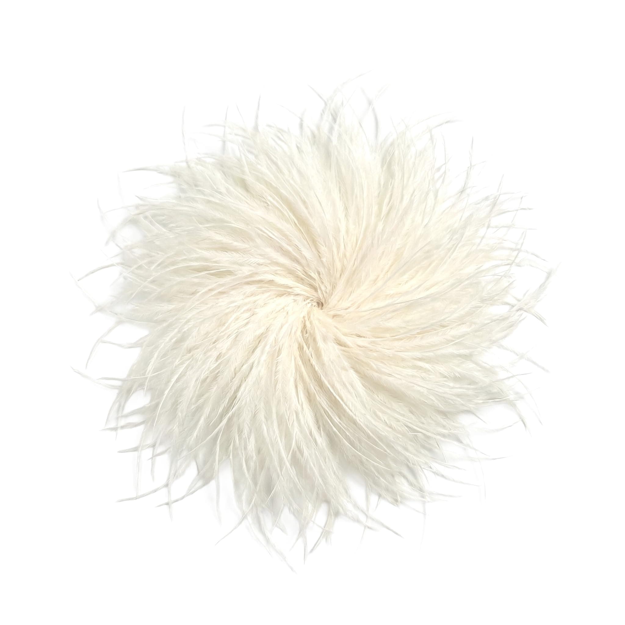 Baesics Feder Brosche - Damen Fluffy Straußenfeder Anstecker Vintage Stil Hutaccessoire Braut Hochzeit Party Fasching Haarclip Fascinator für Blazer Kleid Jacke – Boho Blumen Design Off-White Angebot bei HelloDeals