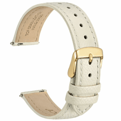 WOCCI Grace Uhrenarmband, Top Grain Leder, Schnellverschluss, Ersatzbänder, Edelstahlschnalle, Bandbreite 12mm 13mm 14mm 15mm 16mm 18mm 20mm Beige (Goldener Schnalle) 20mm Angebot bei HelloDeals