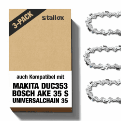 3 tallox Sägeketten 3/8" 1,1 mm 52 TG 35 cm Schwert kompatibel mit Oregon Makita Bosch Einhell 52TG 3/8"P 1,1mm 35 cm HM Angebot bei HelloDeals