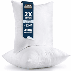 Utopia Bedding 2er Set Kissenfüllung 45 x 45 cm, Innenkissen Füllkissen Kopfkissen Sofakissen (Weiß) 45 x 45 cm Weiß 2 Angebot bei HelloDeals