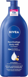 NIVEA Reichhaltige Body Milk, intensiv pflegende Körpercreme mit purem Hyaluron, Mandelöl und Tiefenpflege Serum, Lotion für trockene Haut (625 ml) 625 ml (1er Pack) Reichhaltige Body Milk Angebot bei HelloDeals