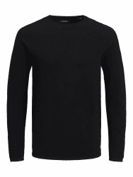 JACK & JONES Herren Strickpullover Rundhals Basic Langarm Sweater Baumwolle Shirt JJEHILL L Schwarz Angebot bei HelloDeals