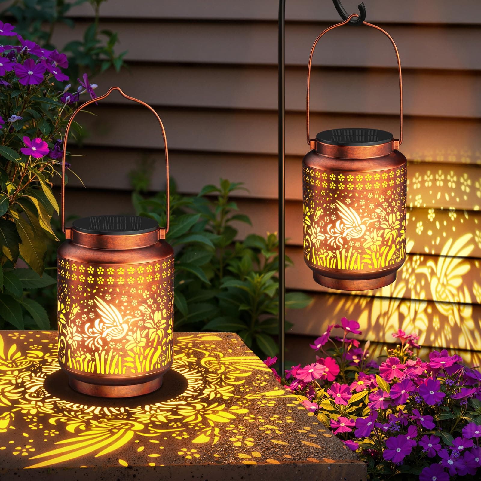 BUCASA 2 Stück Geschenke für frauen, Kolibri Solarlaterne für Außen Hängend Metall, Solarlampen für Außen mit Kolibri Leuchteffekt für frau mutter mama oma geburtstag gifts for women present Rote Kupferfarbe Kolibri Angebot bei HelloDeals